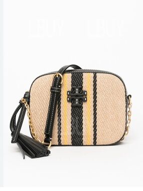 Tory Burch French linen McGraw camera bag